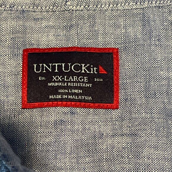 UNTUCKit 100% Linen Valente Wrinkle-Resistant Short Sleeve Button Down Shirt 2XL - Picture 6 of 11